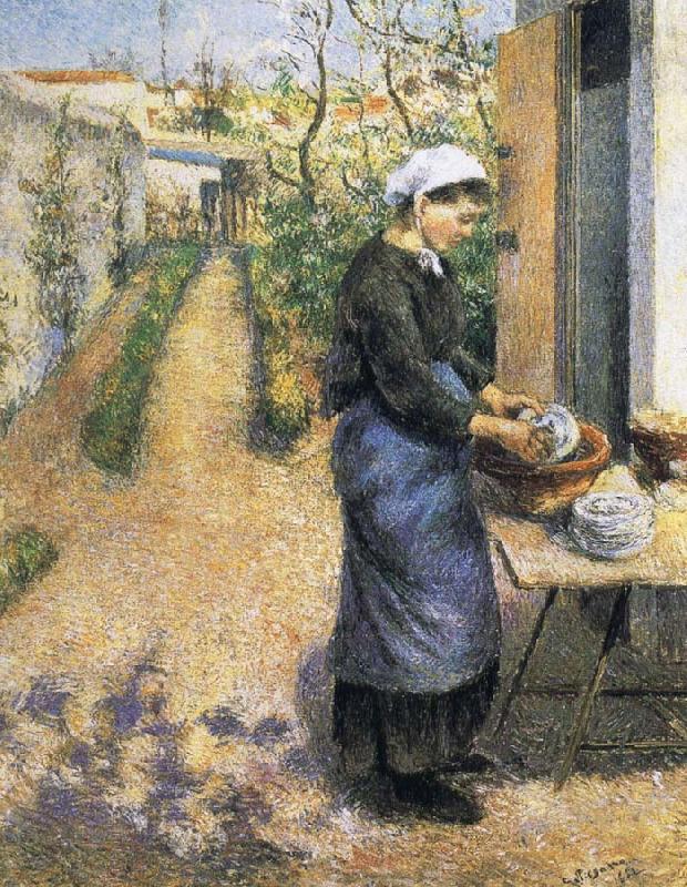 Camille Pissarro Dish washing woman Spain oil painting art